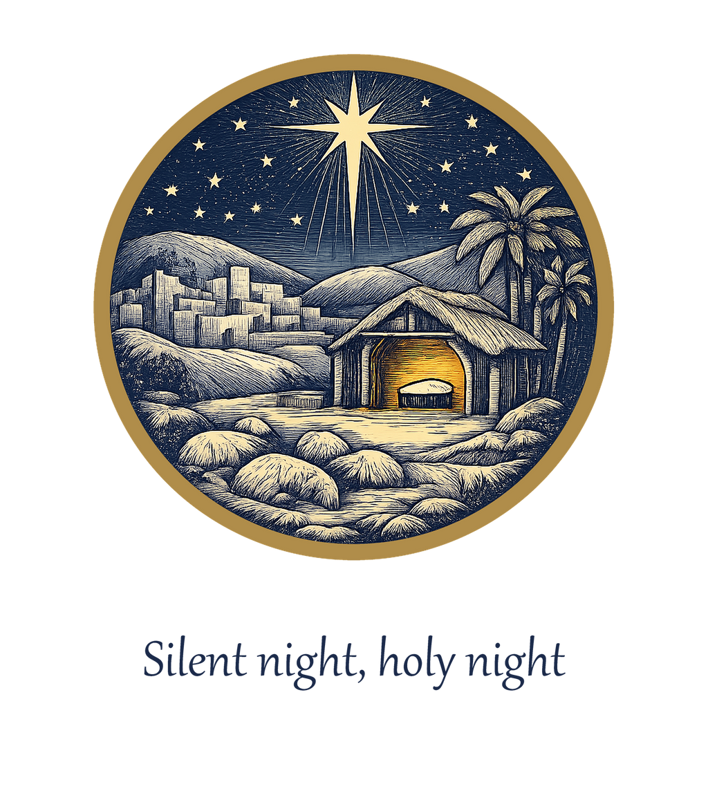 Design preview - Silent Night Christmas sweatshirt print design with Bethlehem and the Star