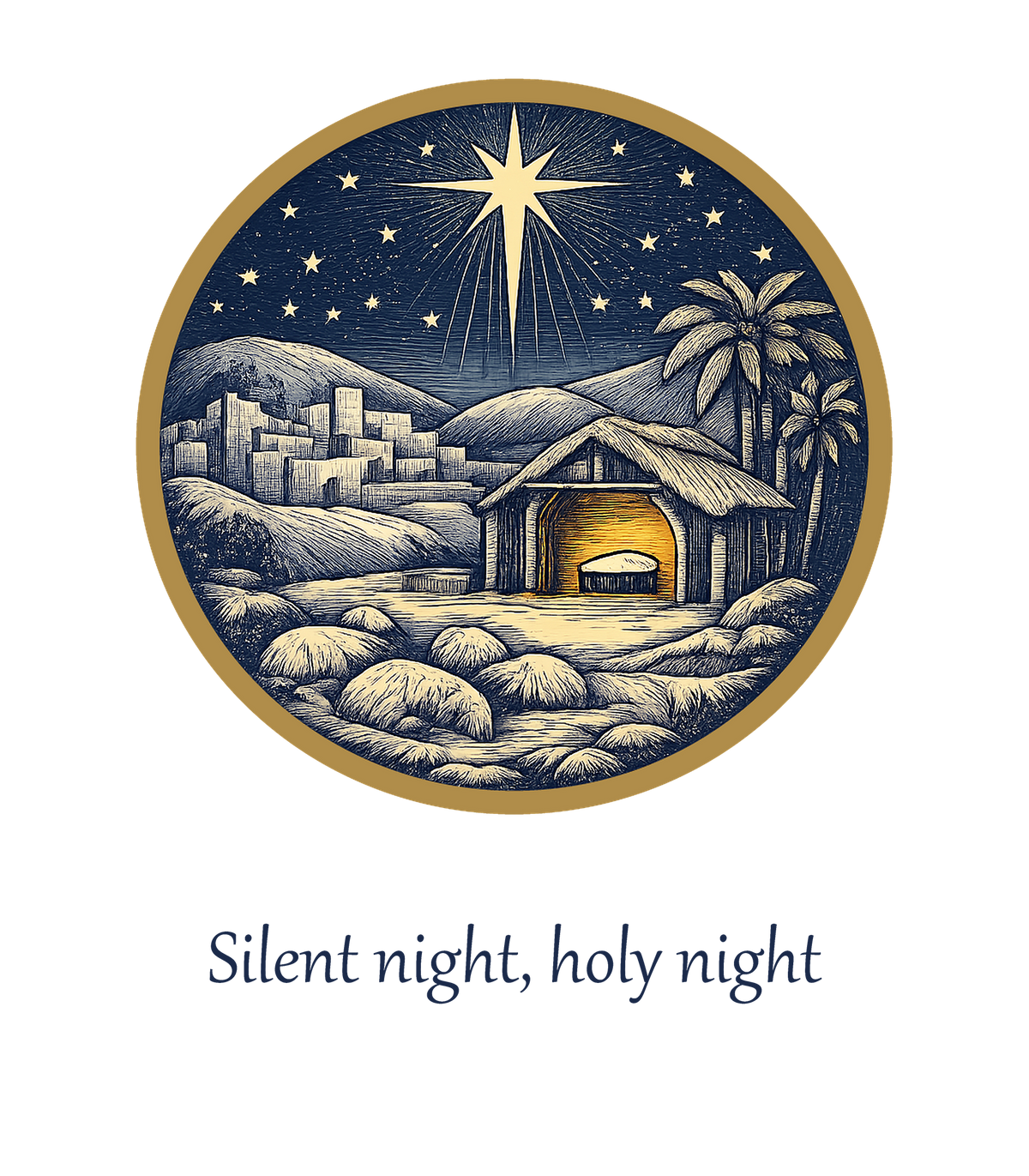 Design preview - Silent Night Christmas sweatshirt print design with Bethlehem and the Star